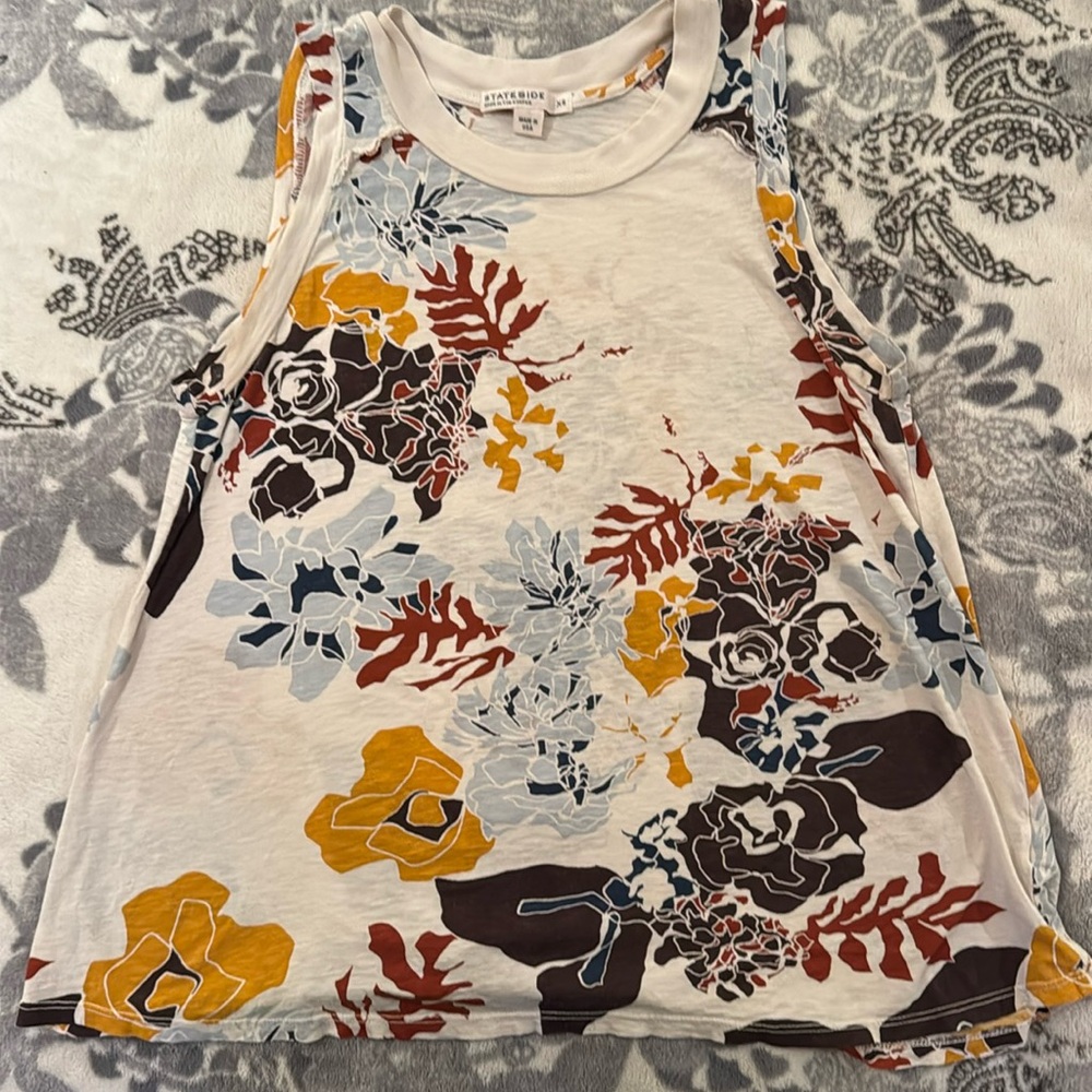 Stateside Anthropologie Brightly Patterned Floral Cotton Flowy Tank Top - XS
